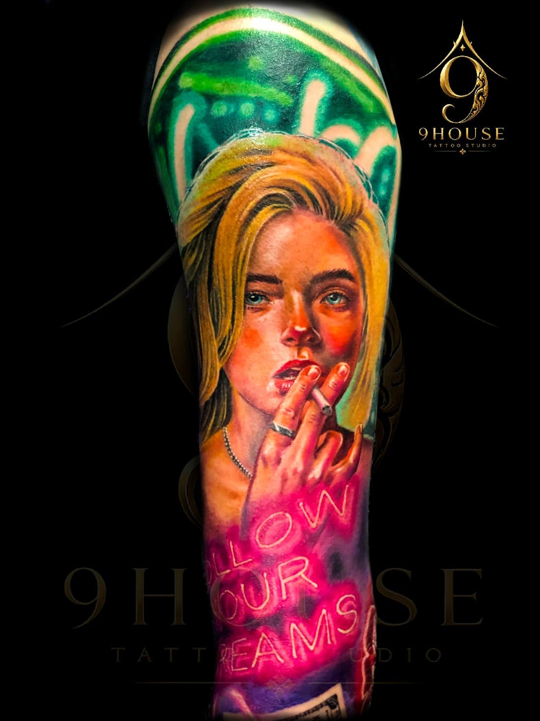 Portrait — colour realism, tattooed at 9 House